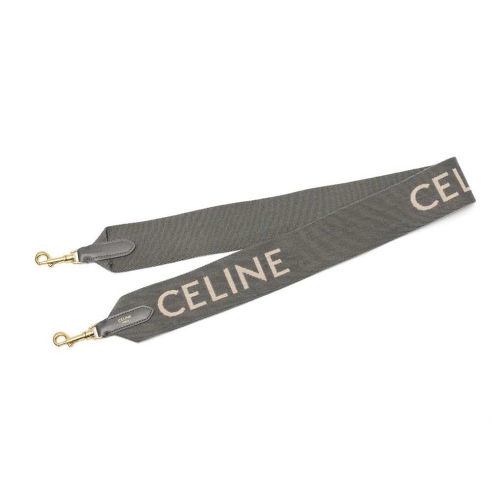 Celine Jacquard Long Strap Shoulder 49S012AEP.09GW Wool Leather Gray White